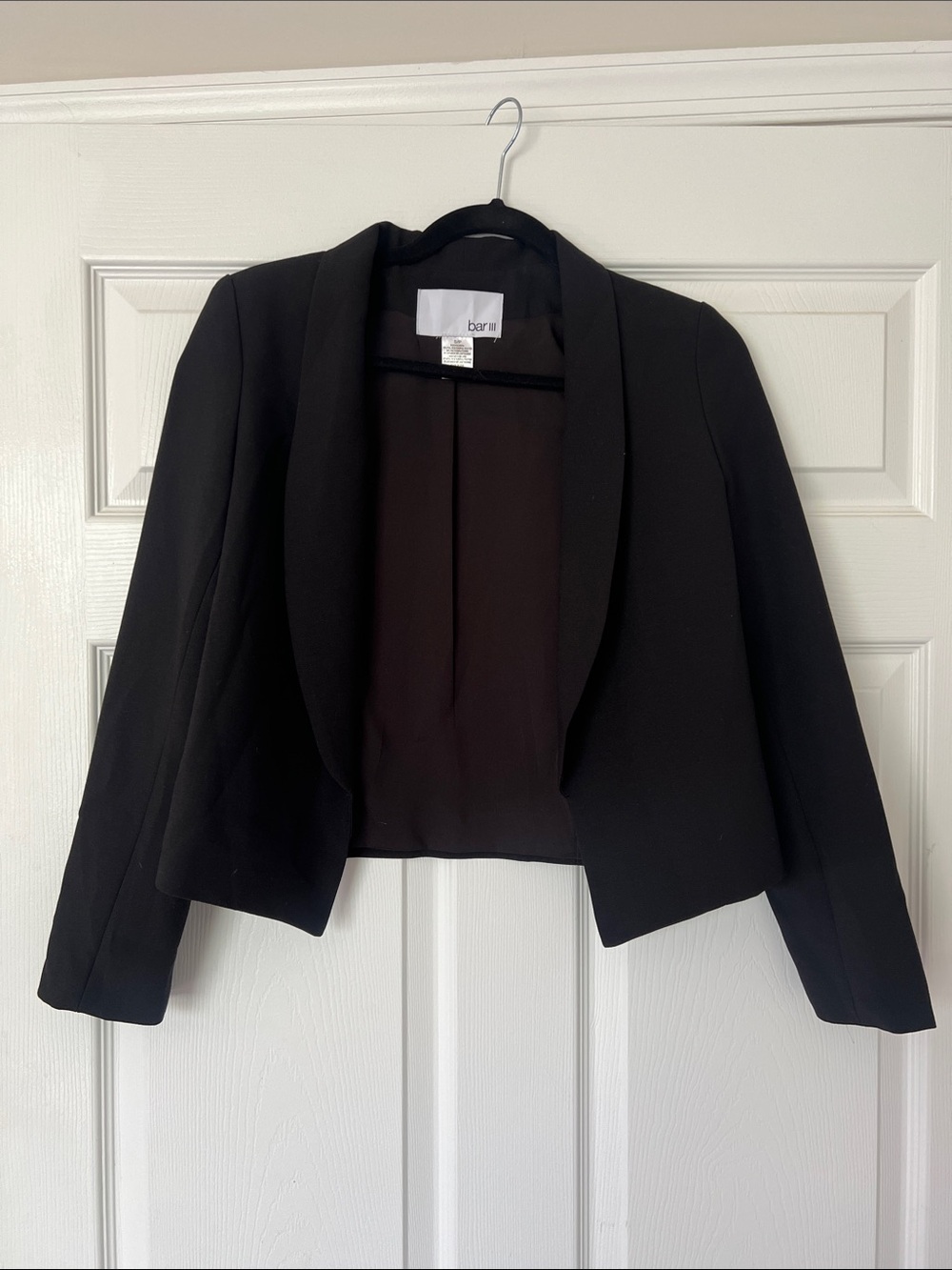 Bar III Black Cropped Open-Front Blazer